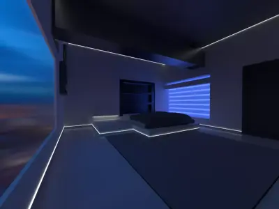 Neon Bedroom Low-poly 3D model