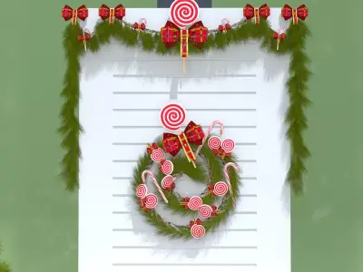 Christmas Lollipop Fireplace Full 3D Model 3D model