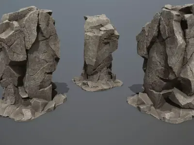 cliff rocks Low-poly 3D model
