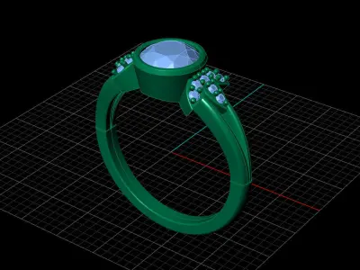 STL 3DM Print Ready Women Diamond Ring Lightweight Printable  3D print model 133