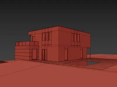 Modern house Low-poly 3D model