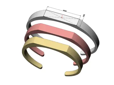 Signet platform engravable cuff bracelet 3D print model