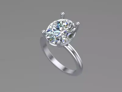 Oval Solitaire Ring Printable model 3dmodel  3D print model