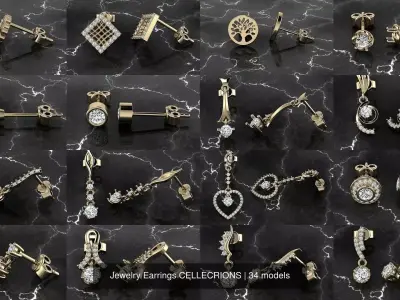 Jewelry Earrings CELLECTION 3D Model Pack
