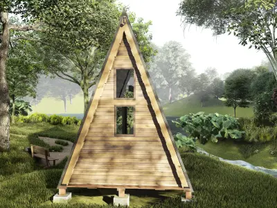 Timber Frame Architectural a frame house fully details 3D model