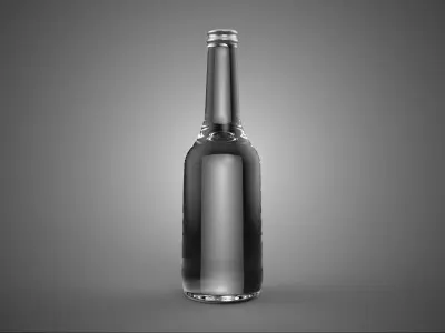 GLASS EMPTY BEVERAGE SODA SOFT DRINK BOTTLE SILVER METALLIC CAP 3D model