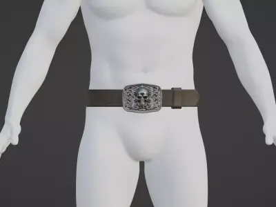 Leather Belt with Skull Buckle Game-Ready 3D Model  Low-poly 3D model