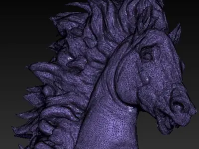 Lot of 4 pcs Horse Mustang heads 3D Model Pack