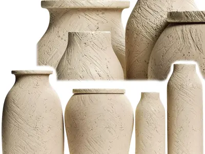 Zara Home Textured Ceramic Vase Set 3D model