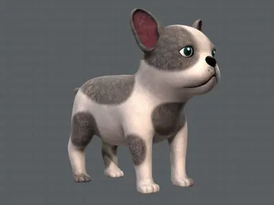 Dog base cartoonV03 Low-poly 3D model