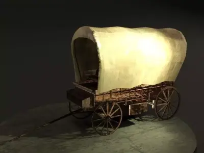 Old Wagon Low-poly 3D model