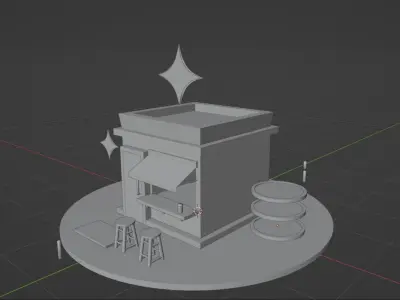 Coffee shop Free low-poly 3D model