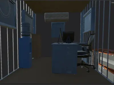 Container and a Site Office Optimized for Unreal Engine Low-poly 3D model