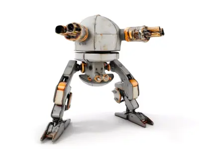 Futuristic Combat Robot model pack with multiple LODs Low-poly 3D model