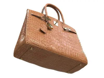 Hermes Birkin Bag Brown Alligator Low-poly 3D model