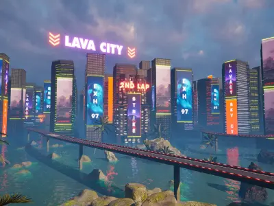 Chrono-Circuit Game Environment Sci-Fi Race Track Low-poly 3D model