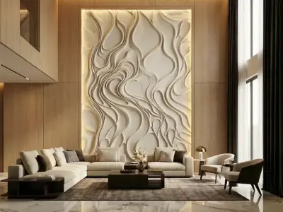 modern panel wall decor set relief stl mural CNC 256 3D model