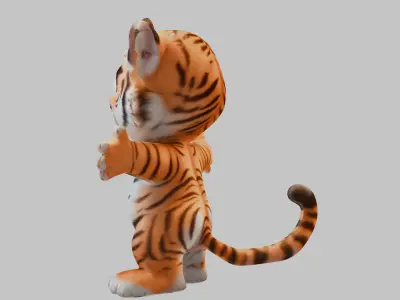 Stylized Cartoon Tiger 3D Model Low-poly 3D model