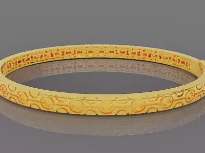Luxury Gold Bracelet with Geometric Pattern 3D print model