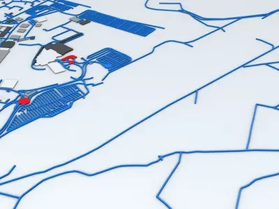 London Luton LTN Airport Roads Buildings and Public Transport 3D model