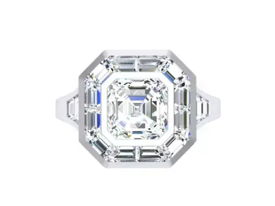 Asscher Cut Diamond Solitaire With Baguette  3D print model