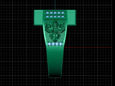 Print Ready STL 3DM  Gents Rings Diamond Men Ring  3D print model 62