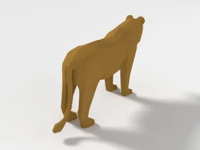 Low Poly Cartoon Female Lion Low-poly 3D model