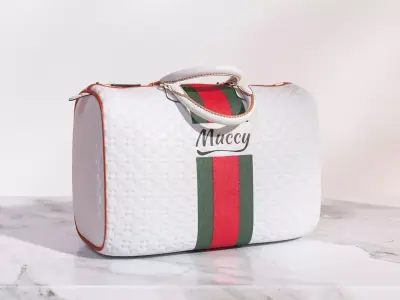 White sports handbag 3D model