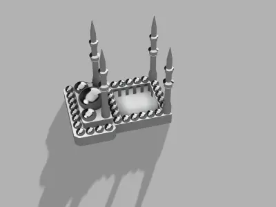 mosque with two towers 3D model