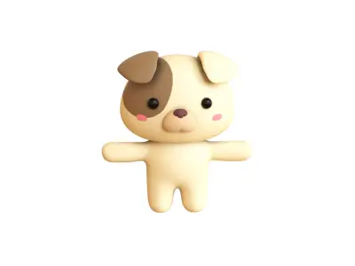 Character005 Chubby Dog Low-poly 3D model