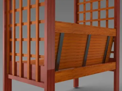 Arbor 1 wooden bench with arched design 3D model