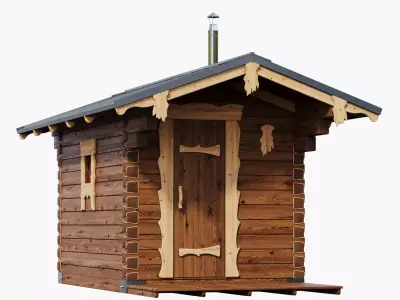 Bathhouse 01 made of timber 3D model