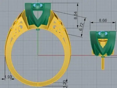 Round Diamond Engraving Ring Leverback Earring Set 2419 3D print model