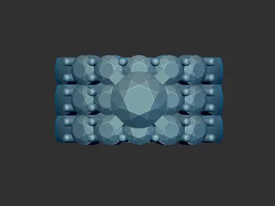 Triple Band Diamond or Gemstone Cocktail Ring 3d Model 3D print model