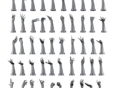 100 Different Robotic Hands and Arms Bundle 3D Printing  3D print model