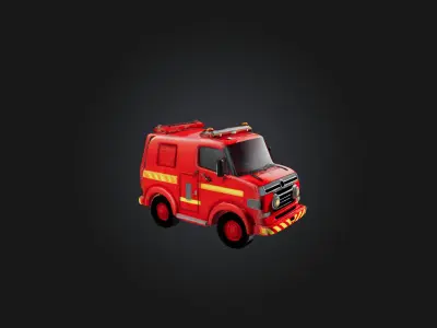Cartoon Fire Engine 3D model