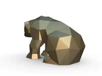 bear figure low poly 3D print model