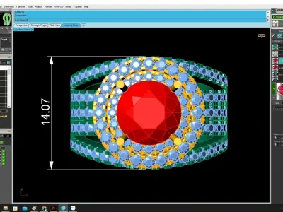 Luxury Multi Row Halo Diamond Ring 3D Jewelry Model 4418 3D print model