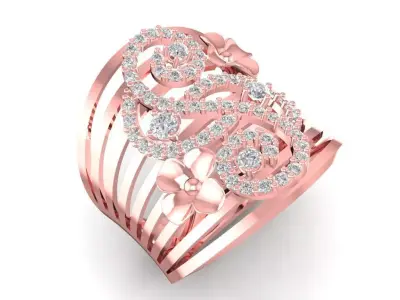Luxury Floral Diamond Cage Ring Design  1122 3D print model