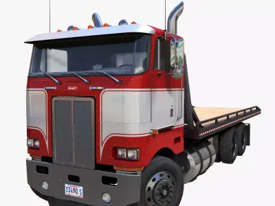 Peterbilt 362 flatbed truck Low-poly 3D model