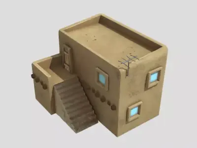 Stylized desert house Free low-poly 3D model