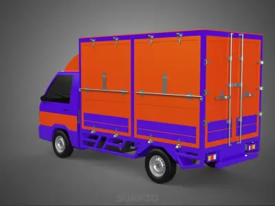 FEDEX BOX TRUCK PICKUP CARGO FREIGHT CUBE VAN CAR COURIER PARCEL 3D model