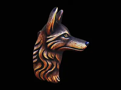 Wood Carved Wolf 3D model