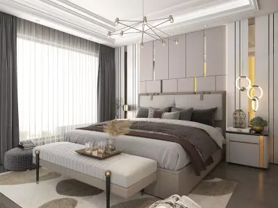 Modern Bedroom Scene 19 3D model
