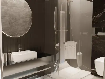 bathroom modern with marble walls Free 3D print model