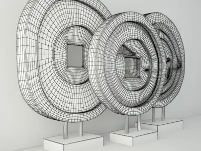 Suar Wood Table Top Decoration 3D model