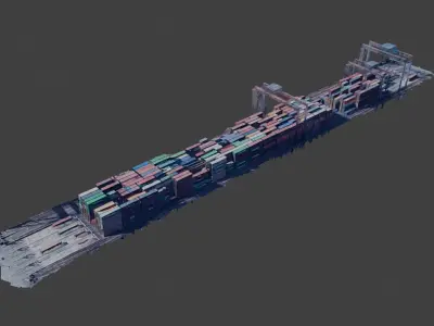 low poly containers exported from google maps 3d data Free 3D model