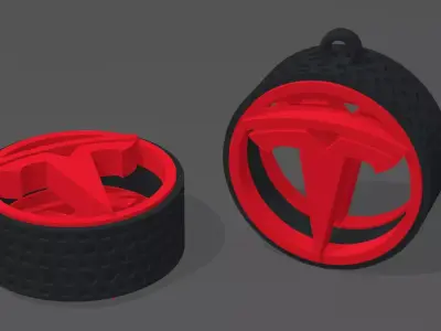 Tesla Wheel Keychain 3D print model