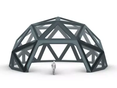 Geodesic Dome Large with Frame and Panels and Entryway 3D model