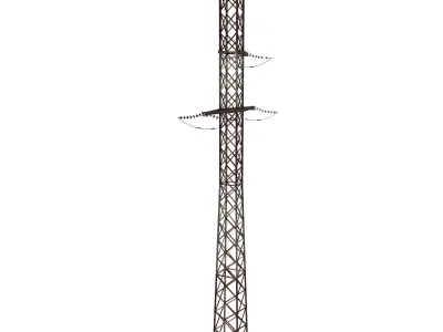 Electricity Pole 16 Weathered Low-poly 3D model